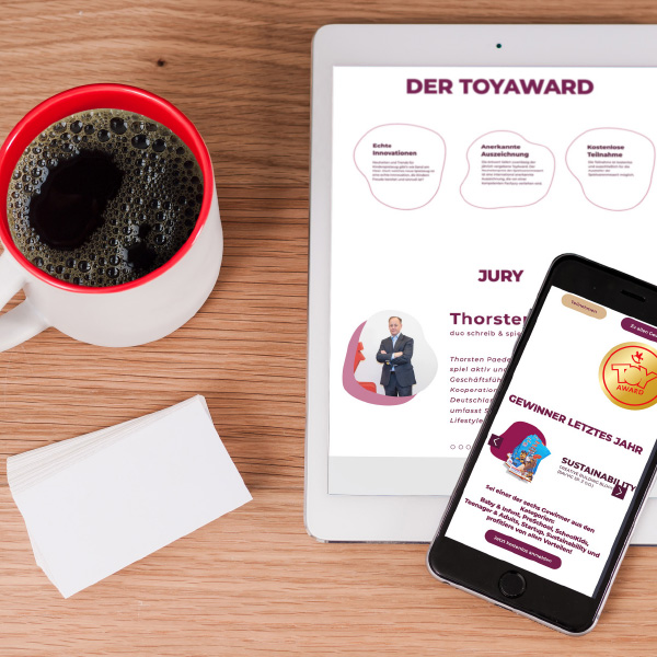 Startseite von ToyAward auf dem iPad und iPhone
