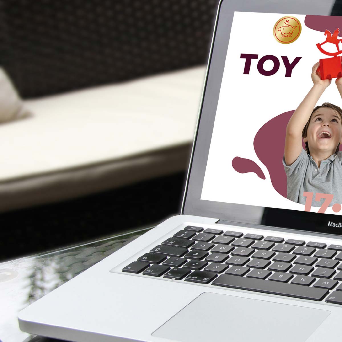 Startseite von ToyAward auf einem MacBook Pro